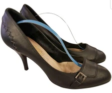 SALVATORE FERRAGAMO WOMAN SHOES CLASSICS PUMPS BUCKLES BLACK LEATHER SZ 9.5 B