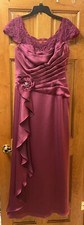 Jade Couture Red Wine Lace Formal Mother of The Bride Gown Evening Dress Sz 14