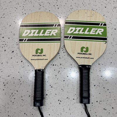Diller Pickleball Wood Paddles Set of TWO, Good Condition WITH GRIPS