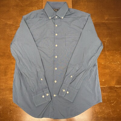 Peter Millar Shirt Men Large Gray Check Summer Comfort Performance Stretch Golf