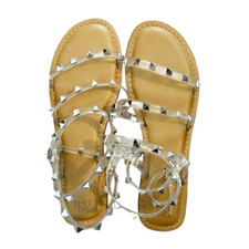 Time and Tru Silver Studded Gladiator Sandals Womens Size 8