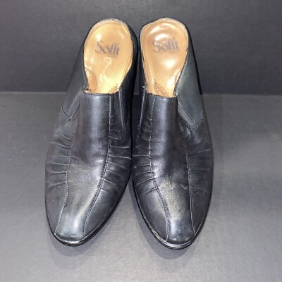 Sofft Boots Womens 7.5 M Ankle Booties Black Leather Pull On Heeled dressy nice