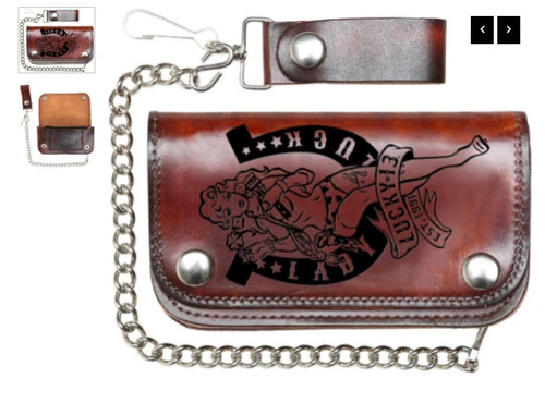 Cartera de cadena Lucky 13 Lady Luck en relieve de 6" de cuero genuino para coches de motociclista LAWC9LL Foto 2 de 3