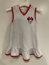 Disney Junior Toddler Girls Minnie Mouse Hooded Terry Swim Cover-Up Red White 2T