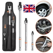 3Pcs Flexi Head Knuckle Power Breaker Bar Wrench Set 1/2" 3/8" 1/4" Drive UK