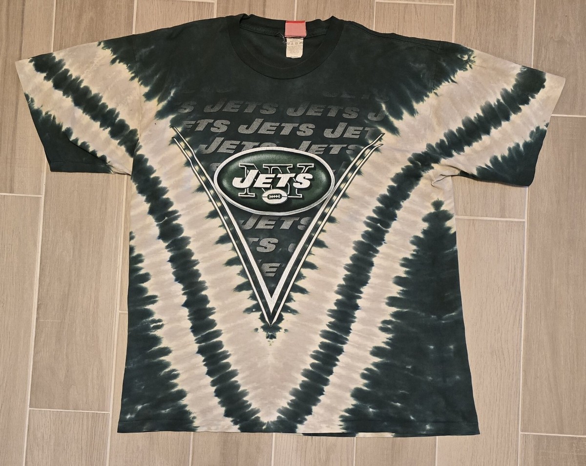 Vintage New York Jets Tie Dye Green White Single-Stitch Shirt XL