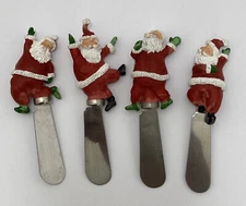 Lot Of 4 Resin Christmas Spreaders Butter Knife 4 Inch Vintage