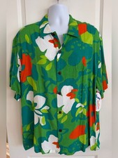 Jams World Men s Hawaiian Aloha Short Sleeve Shirt, XL, Hau Flower Green , NWT