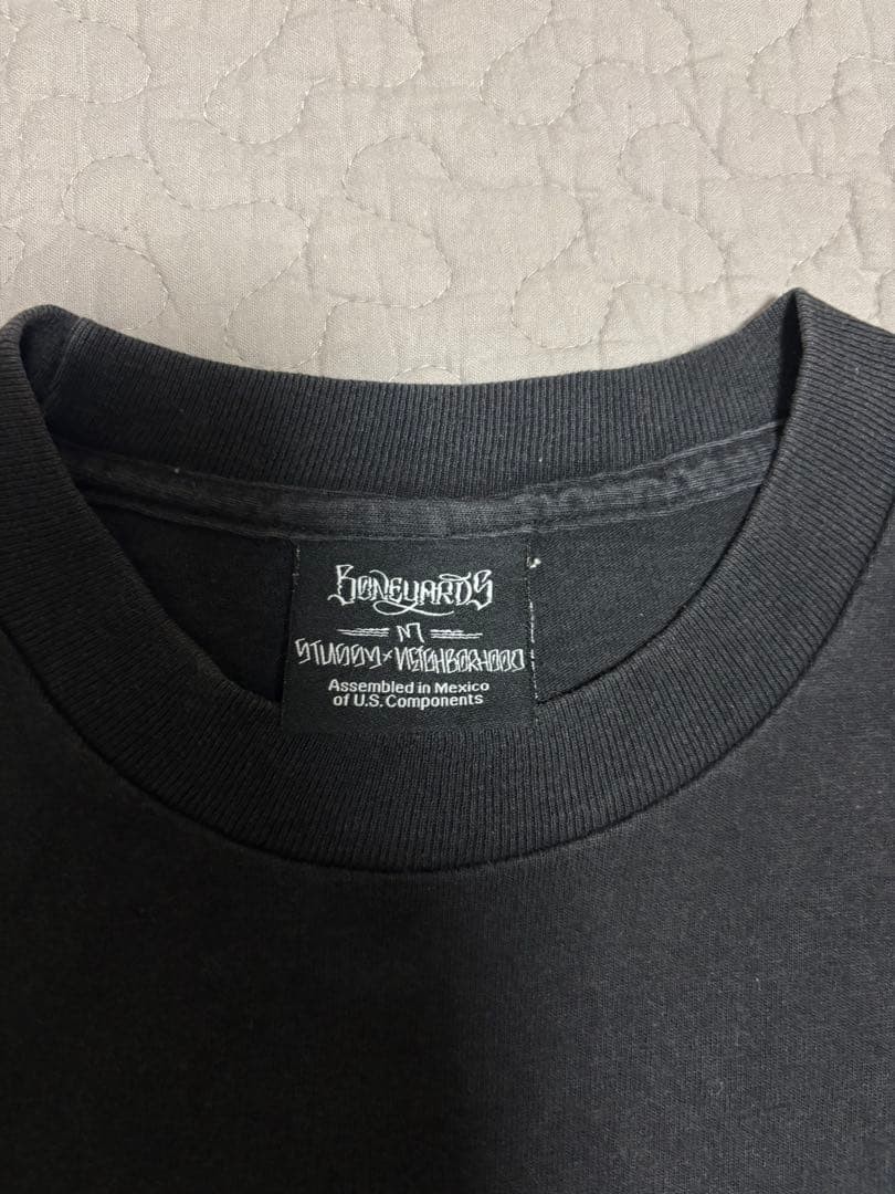 BONEYARDS NEIGHBORHOOD STUSSY Logo Tee M Cotton Used Wear thumbnail 6