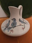 Vintage Red Wing Pottery 882 Ewer Pitcher Vase Birds Blue on a branch MCM USA