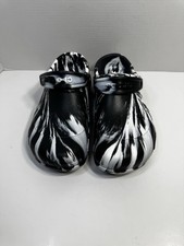 Crocs Classic Marbled Mens Clogs Size 7 Women 9 White Black Unisex Slip On