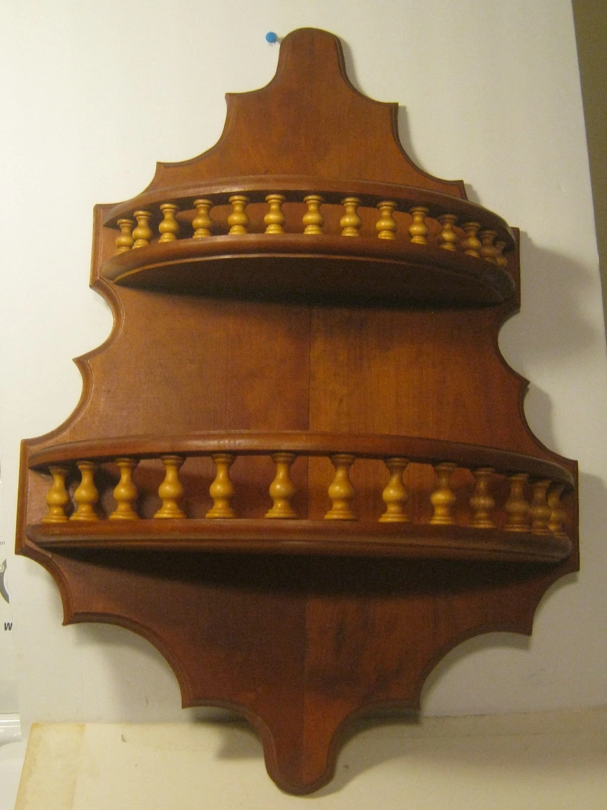 Beautiful Handcrafted Wood Wall Shelf SIGNED Raymond P Bricker DATED 1988 NR!!