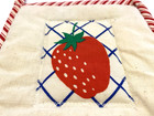 VTG Red/Ivory/Blue Strawberry with Stripe Border 7"x 7" Potholder — photo 3