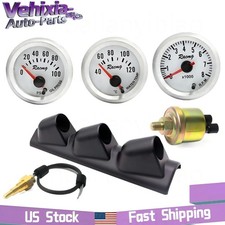 2 52mm 7 Color Led Triple 3 Gauge Kit Tachometer Oil Pressure Water Temp Gauge 2 52mm 7 Color Led Triple 3 Gauge Kit Tachometer Oil Pressure Water Temp Gauge