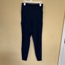 Women's Black Ankle Activewear Leggings Athleisure Skinny Pull On Pockets