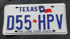VINTAGE TEXAS LICENSE PLATE LONE STAR STATE D55 HPV