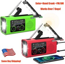 Emergency Solar Hand Crank Weather Radio 8000mAh Power Bank Charger Flash Light