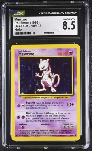 CGC 8.5 Mewtwo 1999 Base Set 10/102 Holo Pokemon Card psa