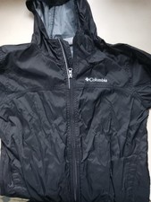 USED GOOD Columbia M 10/12 Black Hooded Windbreaker