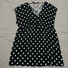 Roz & Ali Black/white Polka Dot B-Neck Dress Size 3X