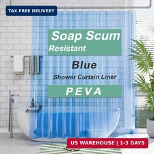 72x72 Clear Blue Shower Curtain Liner Waterproof PEVA Bathroom with Magnets