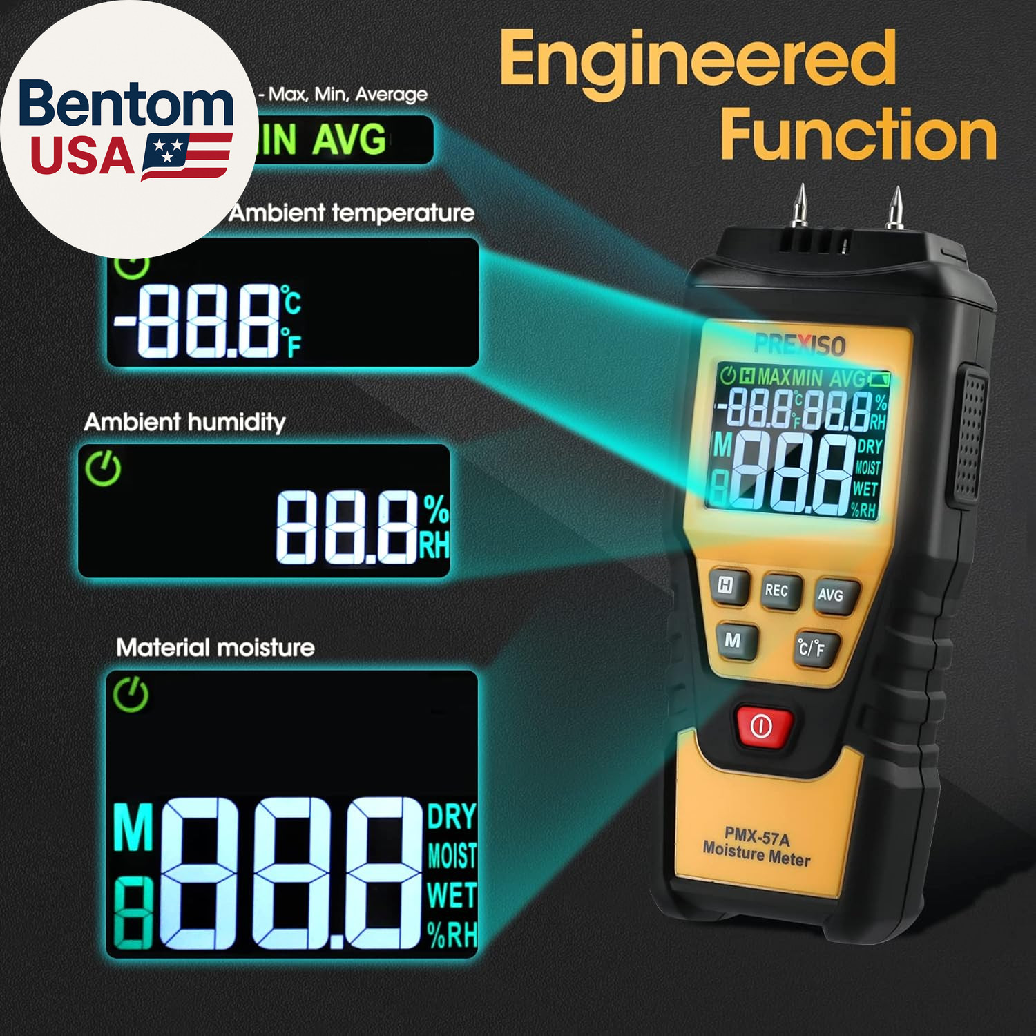 Wood Moisture Meter - 7 in 1Digital Moisture Meter for Firewood, Woodworking, Wa