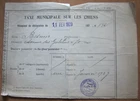 MUNICIPAL TAX ON DOGS - PARIS XIII - 11 FEB 1929