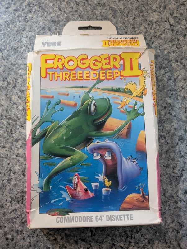 Sega Frogger II ThreeeDeep! Boxed Diskette Game for Commodore 64 With Manual