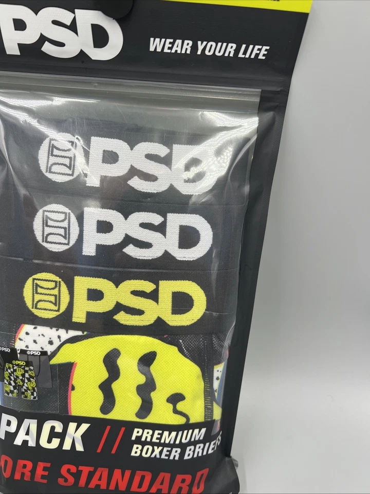 Calzoncillos boxer premium estándar a cuadros PSD 7" entrepierna cara sonriente, talla S, 28-30" Foto 3 de 4