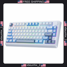 Mechanical Keyboard with Knob, Bluetooth & RGB, 75% Compact, Blue Switches