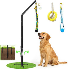 Tether Outdoor Dog Rope Toy with Adjustable Height Spring Pole, 3 Kinds Dog Tug