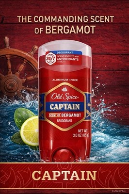 Old Spice CAPTAIN Bergamot Deodorant Aluminum-Free 3.0 oz