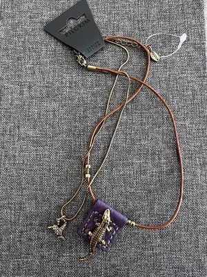 Pilgrim Layered Necklace Set with Crocodile & Bird Pendants