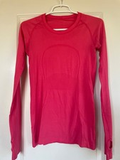 EXCELLENT Lululemon Swiftly Long Sleeve Run Swiftly Size 6 RED Thumbhole RARE 