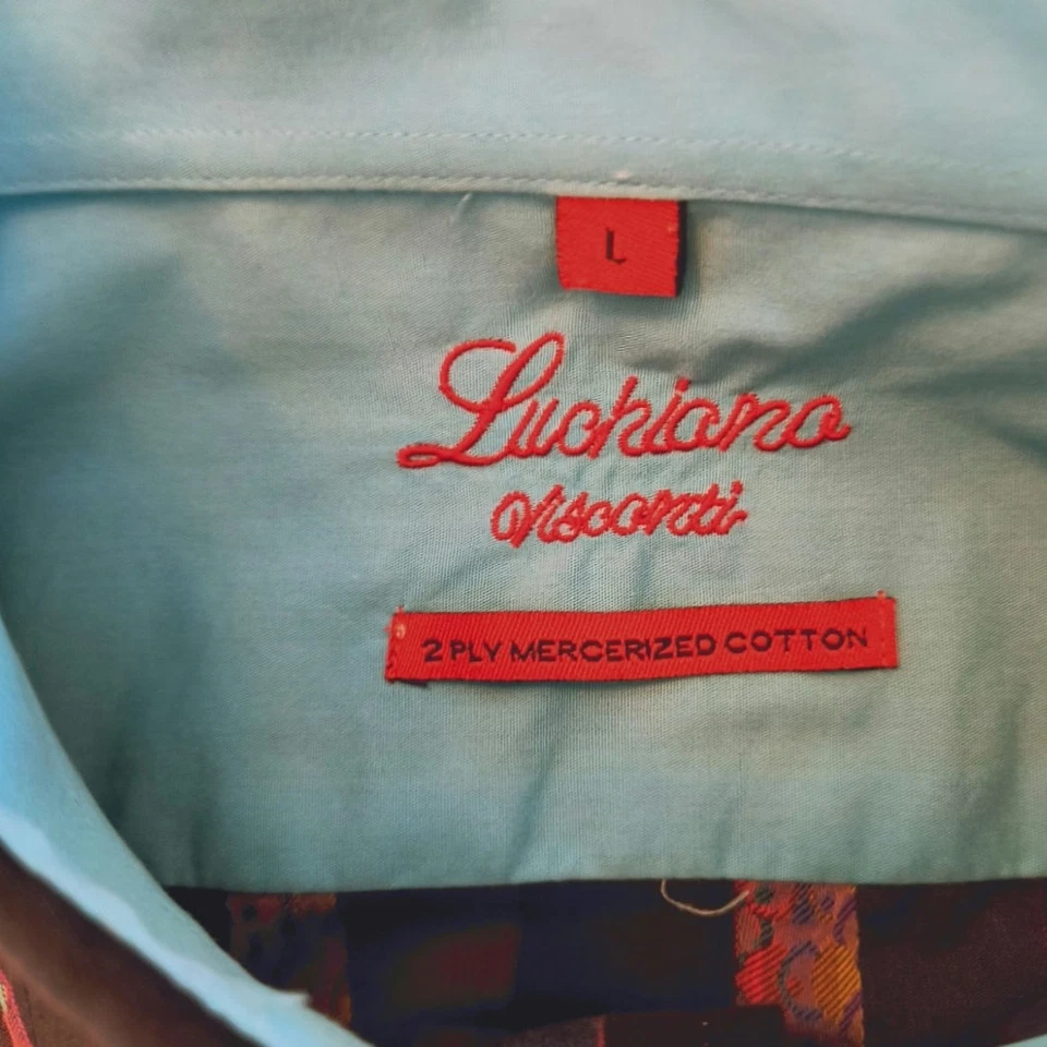 Camisa Luchiano Visconti Para Hombre L Rayas Manga Larga Puño Abatible Algodón Multicolor Foto 2 de 4