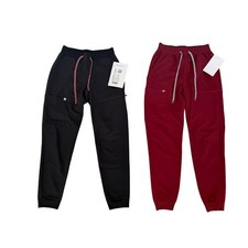 Lot of 2 NWT Fabletics On-Call Scrub Joggers Womens XS Black/Red READ