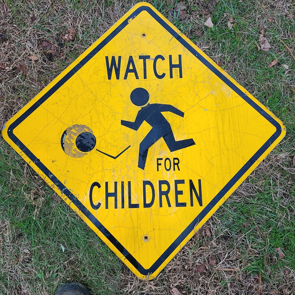 Vintage Retired Watch Children Highway Traffic Caution Sign Road