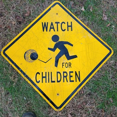 Vintage Retired Watch Children Highway Traffic Caution Sign Road