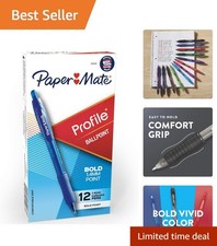 Profile Retractable Ballpoint Pens, Bold Point 1.4mm, Blue Ink, 12 Count - Wr...