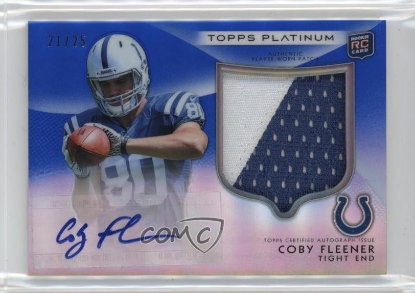 2012 Platinum Blue Refractor 21/25 Coby Fleener RPA Rookie Patch Auto RC p8f