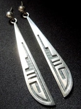LAWRENCE SAUFKIE Hopi Sterling Silver EARRINGS*Vintage* 2.5 Inch Drop* FREE SHIP
