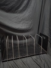 Vintage Metal Vertical 7 Slot Desk File Paper Organizer Sorter Black Faux Wood