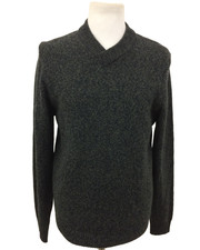 M S Men's Jumper Size M Green Mix Ribbed Trim V-neck Soft Lightweight Used