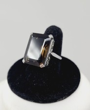 Large Sterling Silver Smoky Quartz Ring Size 7 