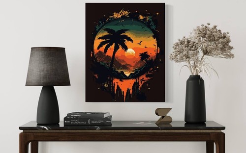 Kit pintura por número "Tropical Sunset" en camilla 3D con pinturas metálicas - Imagen 4 de 5