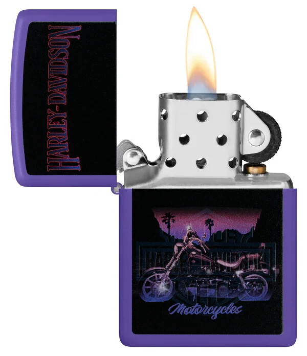 Zippo 46676, Harley Davidson Motorcycles Black Light Design,Purple