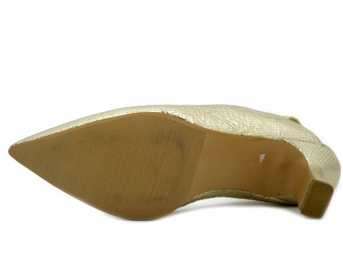 Decolte Donna Slingback Pelle Oro 37 Tacco Medio Basso Made in Italy - Picture 5 of 5