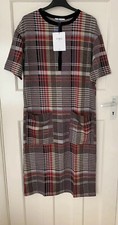 ZARA CHECKED SHORT SLEEVES MIDI DRESS WITH PATCH POCKETS SIZE S BNWT