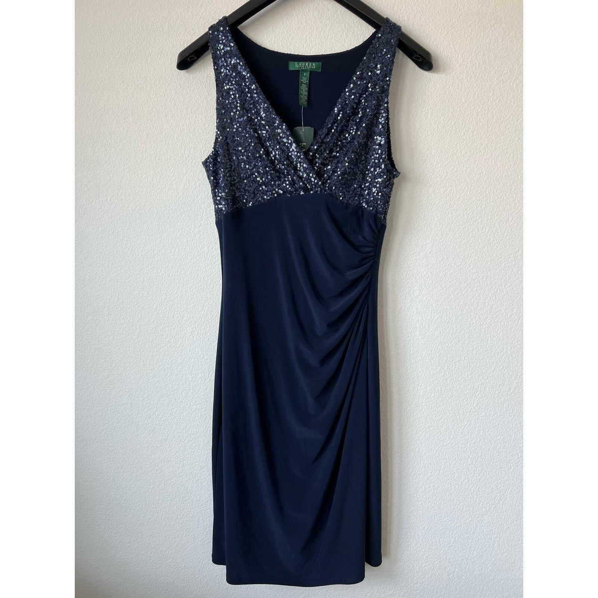 blue mini long sleeve dress Manon blue tweed sequined mini dress main image 1