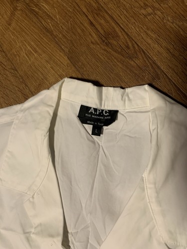 A.P.C. Logo Print Cotton Poplin Shirt Matches Fashion Exclusive White Large - Picture 5 of 6